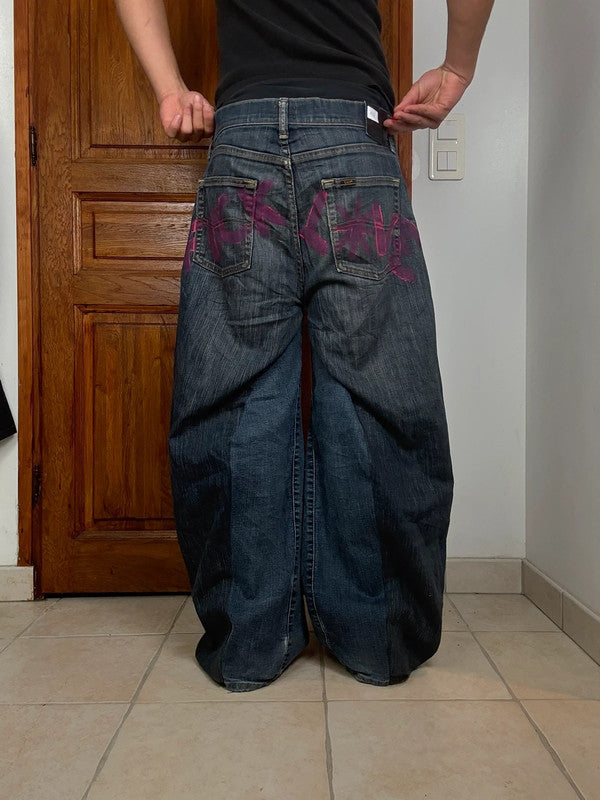 Pantalon baggy jean large Japanese balloon streetwear JNCO y2k vintage hip-hop taille 33US n•194