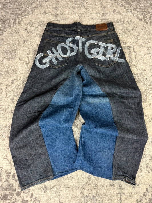 Pantalon baggy jean large Japanese balloon streetwear JNCO y2k vintage hip-hop taille 32US n•195