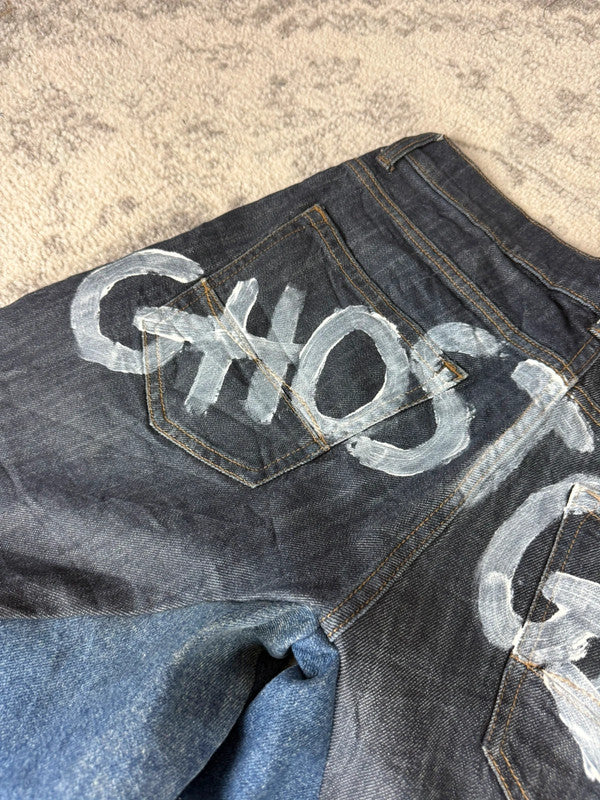 Pantalon baggy jean large Japanese balloon streetwear JNCO y2k vintage hip-hop taille 32US n•195