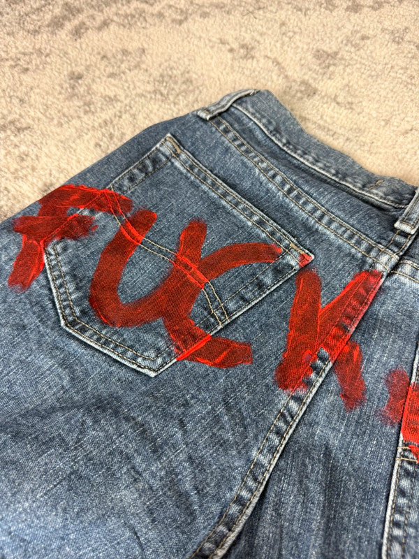 Pantalon baggy jean large Japanese balloon streetwear JNCO y2k vintage hip-hop taille 31US n•198