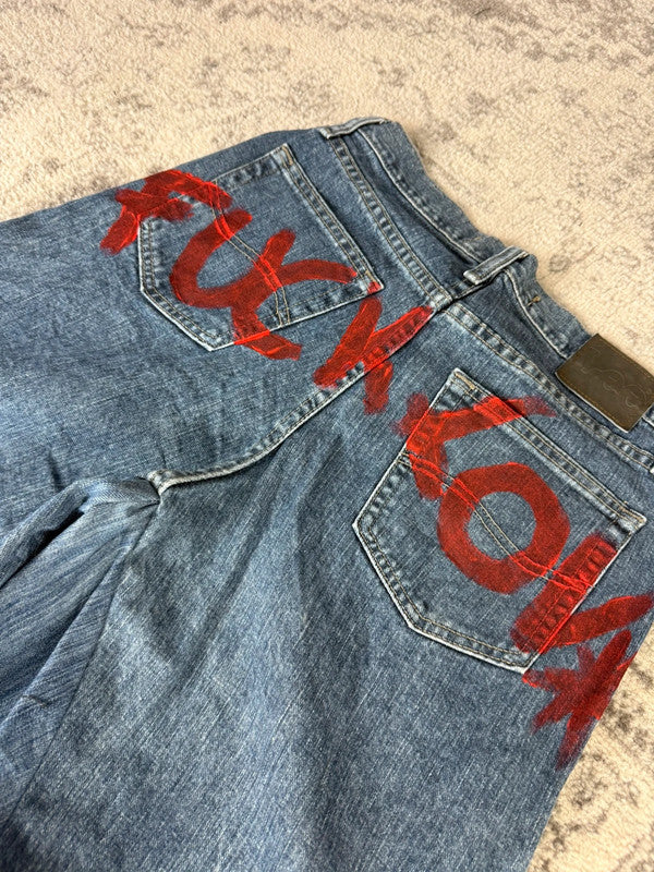 Pantalon baggy jean large Japanese balloon streetwear JNCO y2k vintage hip-hop taille 31US n•198