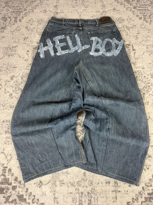 Pantalon baggy jean large Japanese balloon streetwear JNCO y2k vintage hip-hop taille 34US n•200