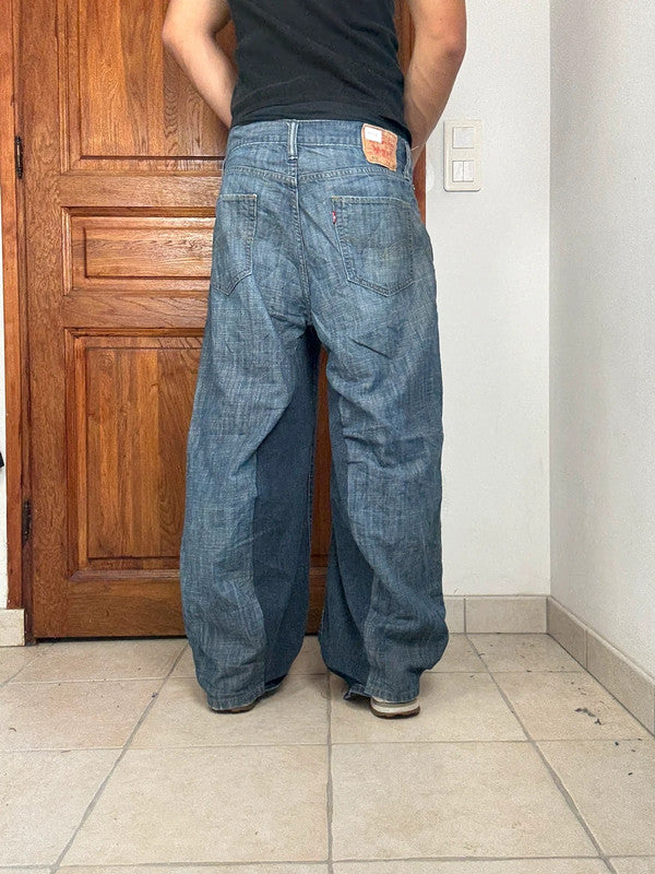 Pantalon baggy jean large Japanese balloon streetwear JNCO y2k vintage hip-hop taille 34US n•244