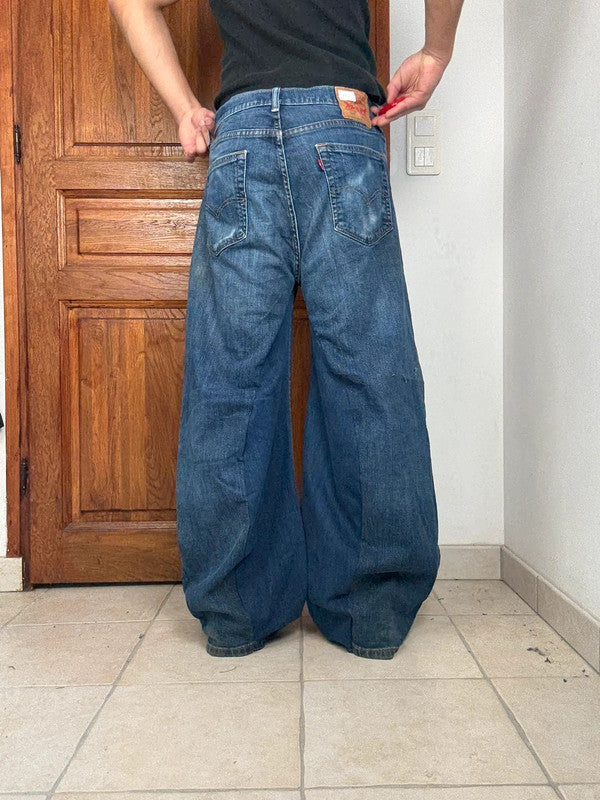 Pantalon baggy jean large Japanese balloon streetwear JNCO y2k vintage hip-hop taille 32US n•245