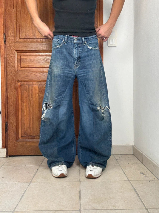 Pantalon baggy jean large Japanese balloon streetwear JNCO y2k vintage hip-hop taille 32US n•245