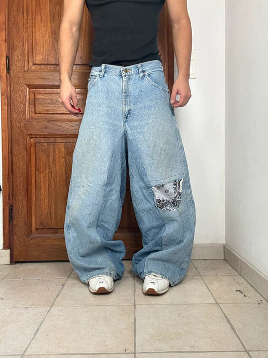 Pantalon baggy jean large Japanese balloon streetwear JNCO y2k vintage hip-hop taille 34US n•248