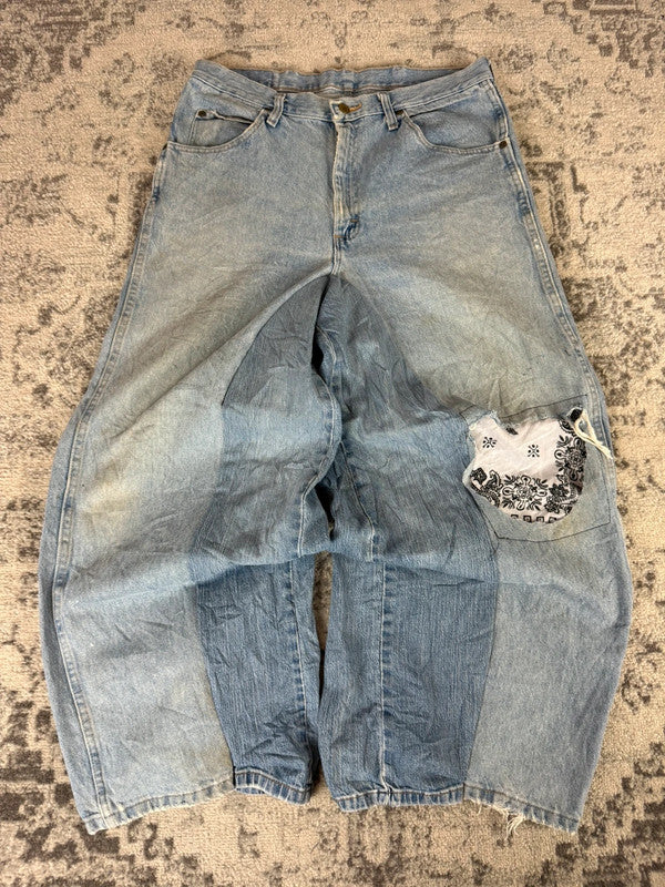 Pantalon baggy jean large Japanese balloon streetwear JNCO y2k vintage hip-hop taille 34US n•248