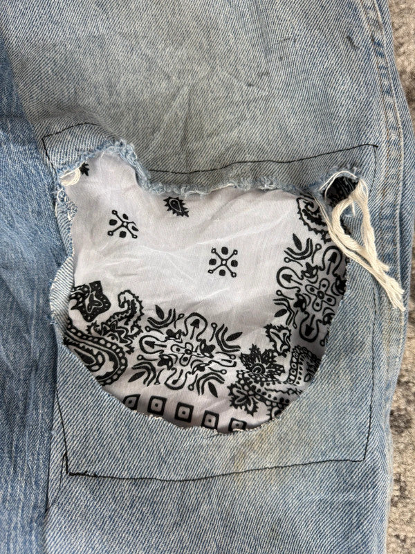 Pantalon baggy jean large Japanese balloon streetwear JNCO y2k vintage hip-hop taille 34US n•248
