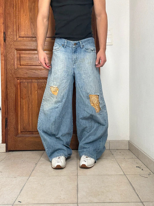 Pantalon baggy jean large Japanese balloon streetwear JNCO y2k vintage hip-hop taille 33US n•252