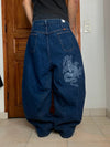 Pantalon baggy jean large skater Japanese balloon streetwear JNCO y2k vintage hip-hop L n•152