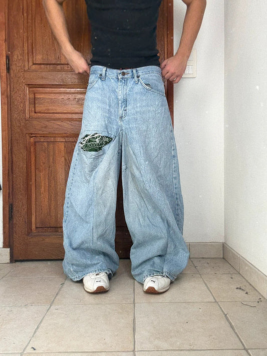 Pantalon baggy jean large Japanese balloon streetwear JNCO y2k vintage hip-hop taille 34US n•256