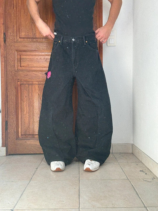 Pantalon baggy jean large Japanese balloon streetwear JNCO y2k vintage hip-hop taille 34US n•258