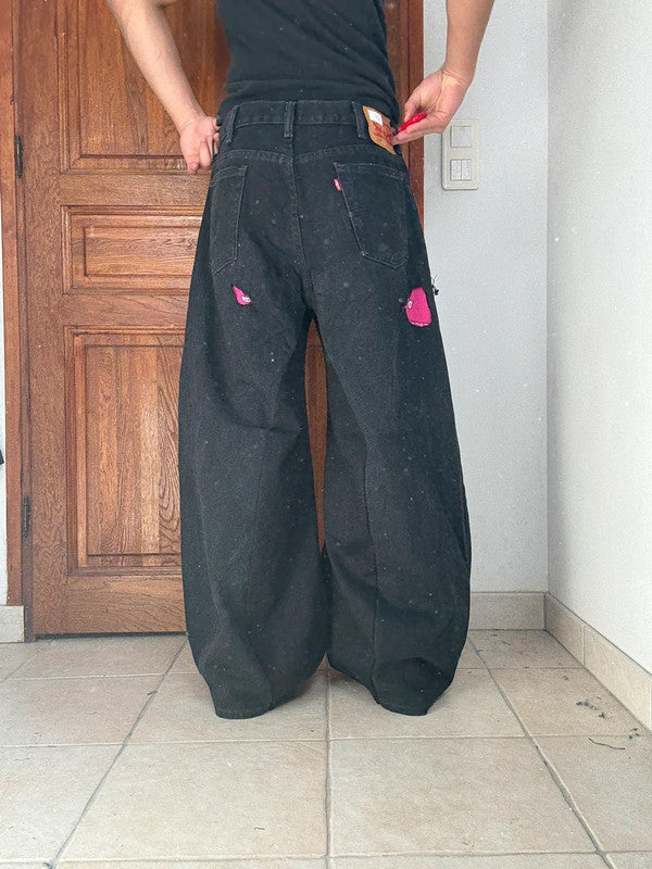 Pantalon baggy jean large Japanese balloon streetwear JNCO y2k vintage hip-hop taille 34US n•258