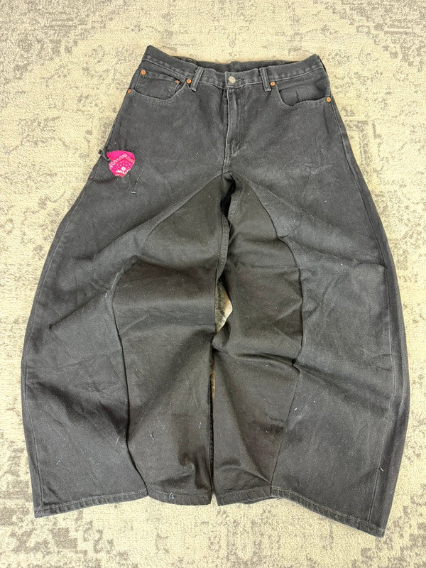Pantalon baggy jean large Japanese balloon streetwear JNCO y2k vintage hip-hop taille 34US n•258