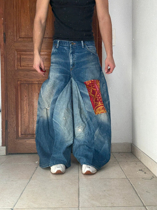 Pantalon baggy jean large Japanese balloon streetwear JNCO y2k vintage hip-hop taille 34US n•259