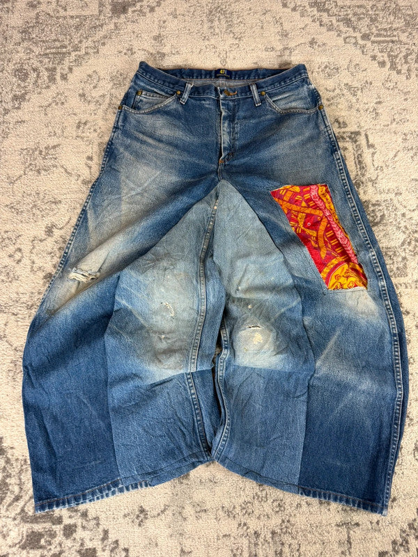 Pantalon baggy jean large Japanese balloon streetwear JNCO y2k vintage hip-hop taille 34US n•259