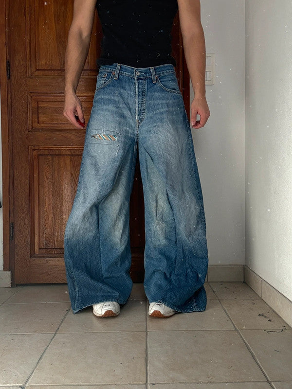 Pantalon baggy jean large Japanese balloon streetwear JNCO y2k vintage hip-hop taille M n•260