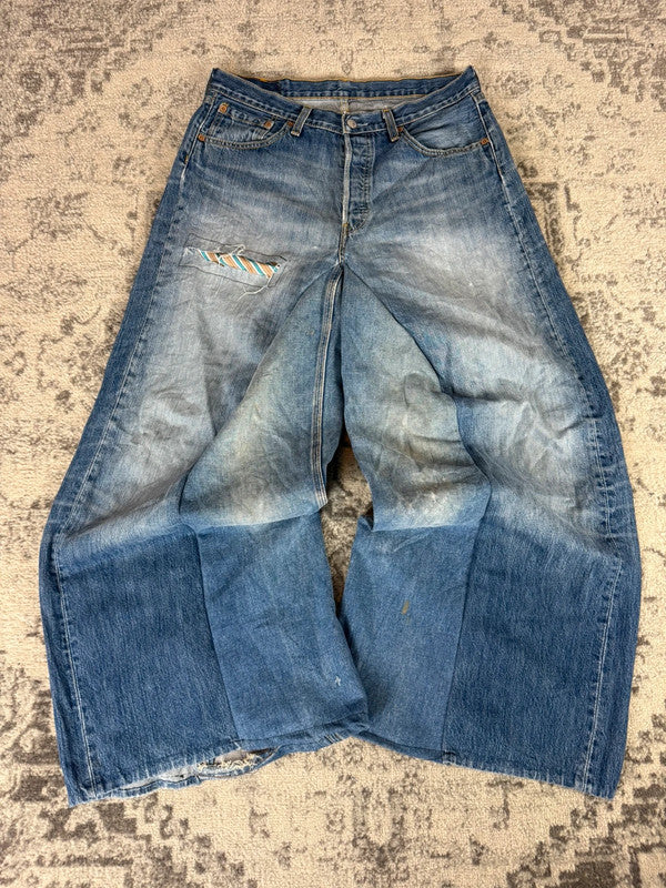 Pantalon baggy jean large Japanese balloon streetwear JNCO y2k vintage hip-hop taille M n•260