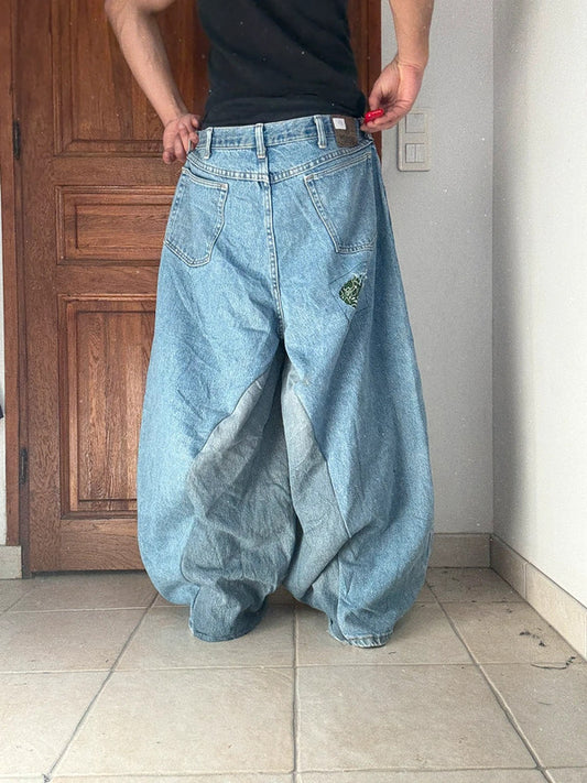 Pantalon baggy jean large Japanese balloon streetwear JNCO y2k vintage hip-hop taille XL n•262