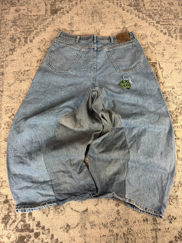 Pantalon baggy jean large Japanese balloon streetwear JNCO y2k vintage hip-hop taille XL n•262