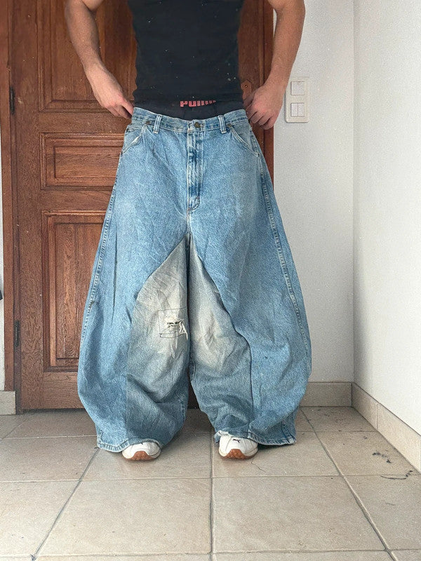 Pantalon baggy jean large Japanese balloon streetwear JNCO y2k vintage hip-hop taille XL n•262