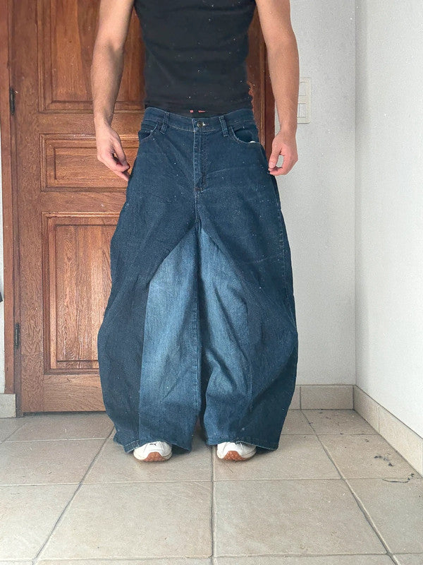 Pantalon baggy jean large Japanese balloon streetwear JNCO y2k vintage hip-hop taille M n•264