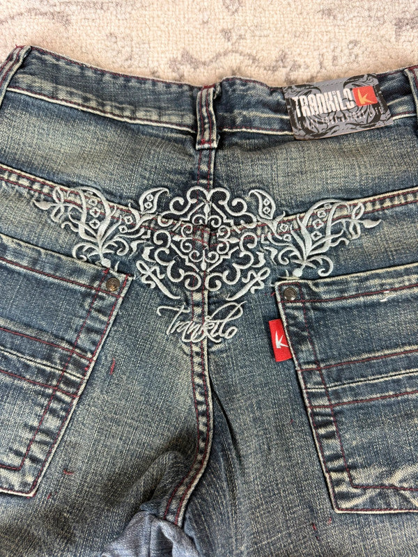 Pantalon baggy jean large Japanese balloon streetwear JNCO y2k vintage hip-hop taille 28US n•266