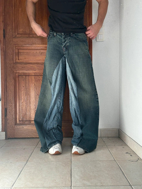 Pantalon baggy jean large Japanese balloon streetwear JNCO y2k vintage hip-hop taille 28US n•266