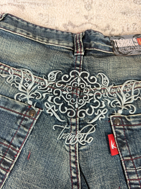 Pantalon baggy jean large Japanese balloon streetwear JNCO y2k vintage hip-hop taille 28US n•266