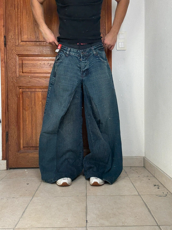 Pantalon baggy jean large Japanese balloon streetwear JNCO y2k vintage hip-hop taille 36US n•268