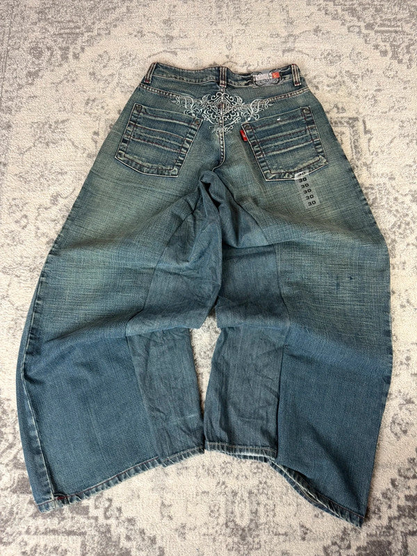 Pantalon baggy jean large Japanese balloon streetwear JNCO y2k vintage hip-hop taille 30US n•269