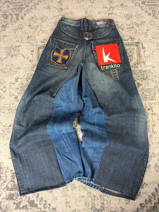 Pantalon baggy jean large Japanese balloon streetwear JNCO y2k vintage hip-hop taille XS n•270