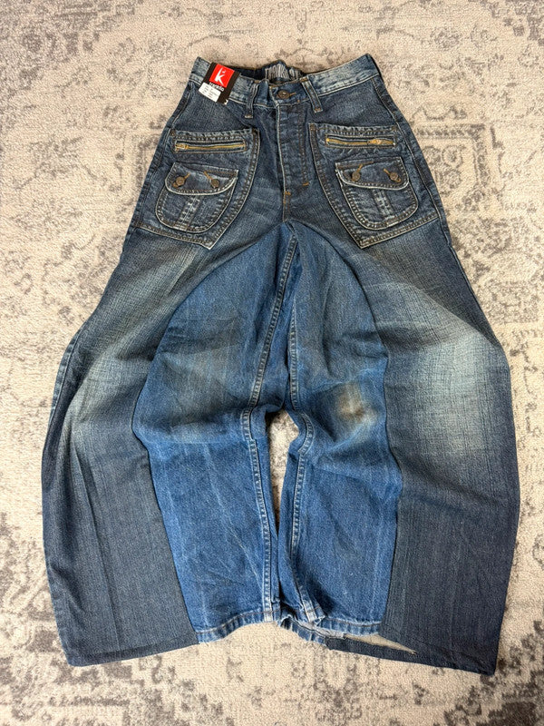Pantalon baggy jean large Japanese balloon streetwear JNCO y2k vintage hip-hop taille XS n•270