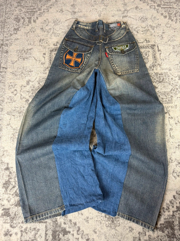 Pantalon baggy jean large Japanese balloon streetwear JNCO y2k vintage hip-hop taille XS n•271