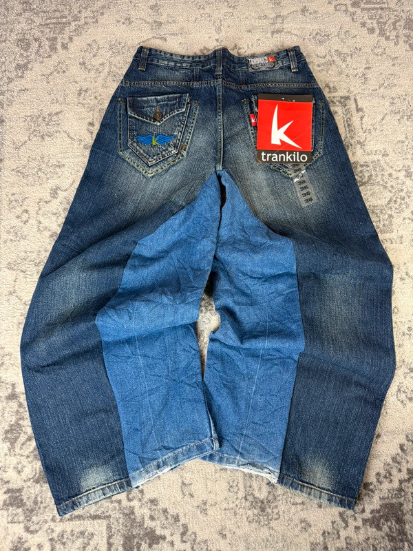Pantalon baggy jean large Japanese balloon streetwear JNCO y2k vintage hip-hop taille XL n•272