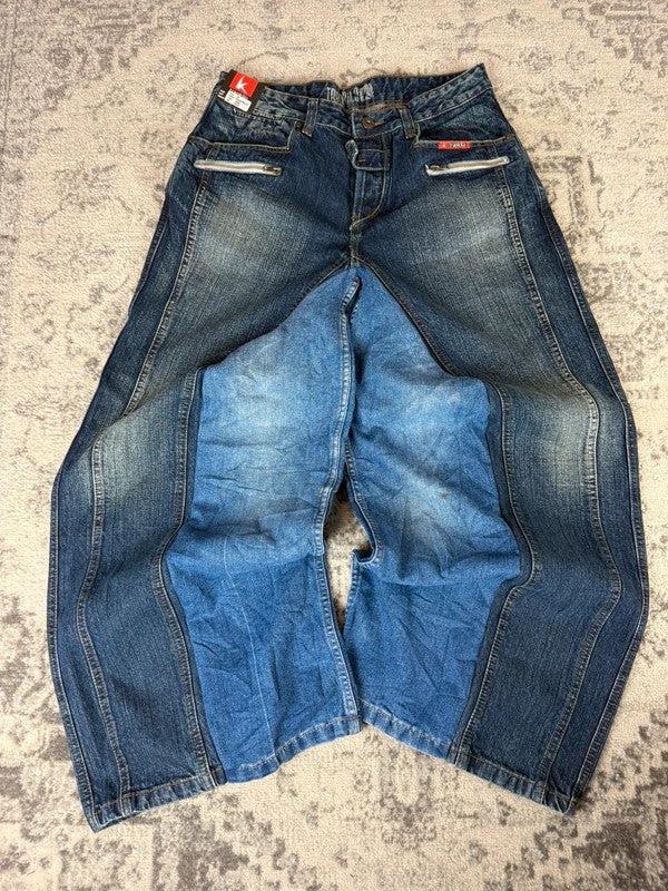 Pantalon baggy jean large Japanese balloon streetwear JNCO y2k vintage hip-hop taille XL n•272