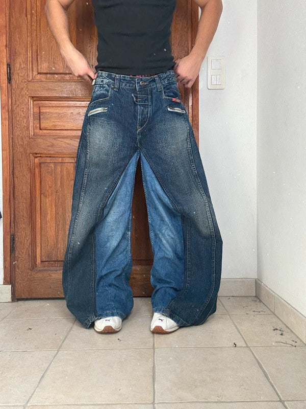 Pantalon baggy jean large Japanese balloon streetwear JNCO y2k vintage hip-hop taille XL n•272