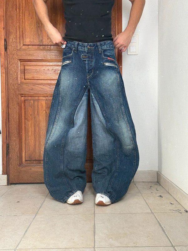 Pantalon baggy jean large Japanese balloon streetwear JNCO y2k vintage hip-hop taille 32US n•273