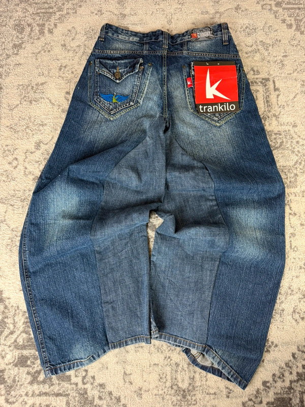 Pantalon baggy jean large Japanese balloon streetwear JNCO y2k vintage hip-hop taille 32US n•273