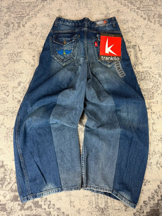 Pantalon baggy jean large Japanese balloon streetwear JNCO y2k vintage hip-hop taille 32US n•274