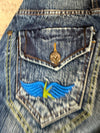 Pantalon baggy jean large Japanese balloon streetwear JNCO y2k vintage hip-hop taille 30US n•275