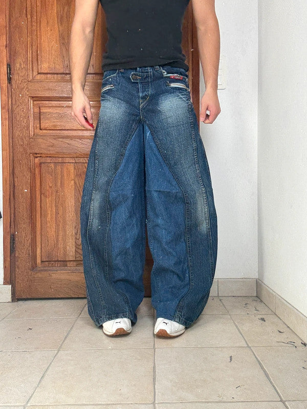 Pantalon baggy jean large Japanese balloon streetwear JNCO y2k vintage hip-hop taille 30US n•275