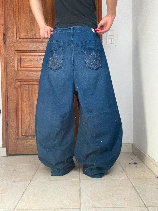 Pantalon baggy jean large Japanese balloon streetwear JNCO y2k vintage hip-hop taille XXL n•276
