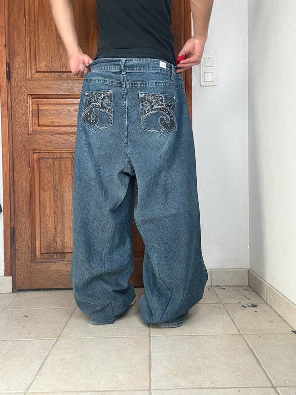 Pantalon baggy jean large Japanese balloon streetwear JNCO y2k vintage hip-hop taille 4XL n•278