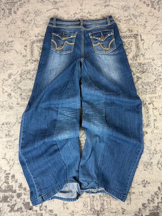 Pantalon baggy jean large Japanese balloon streetwear JNCO y2k vintage hip-hop taille XS n•280