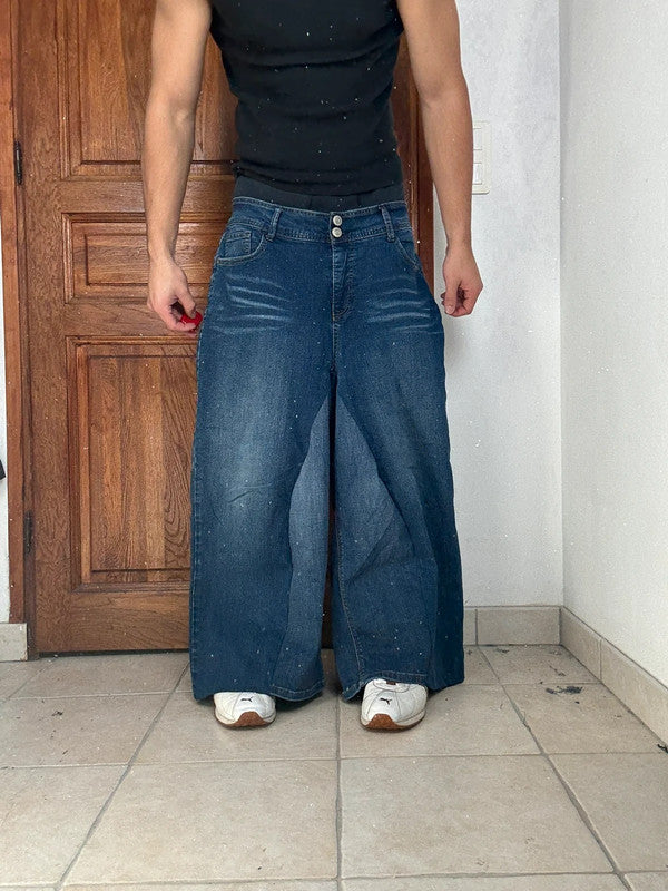 Pantalon baggy jean large Japanese balloon streetwear JNCO y2k vintage hip-hop taille XL n•281