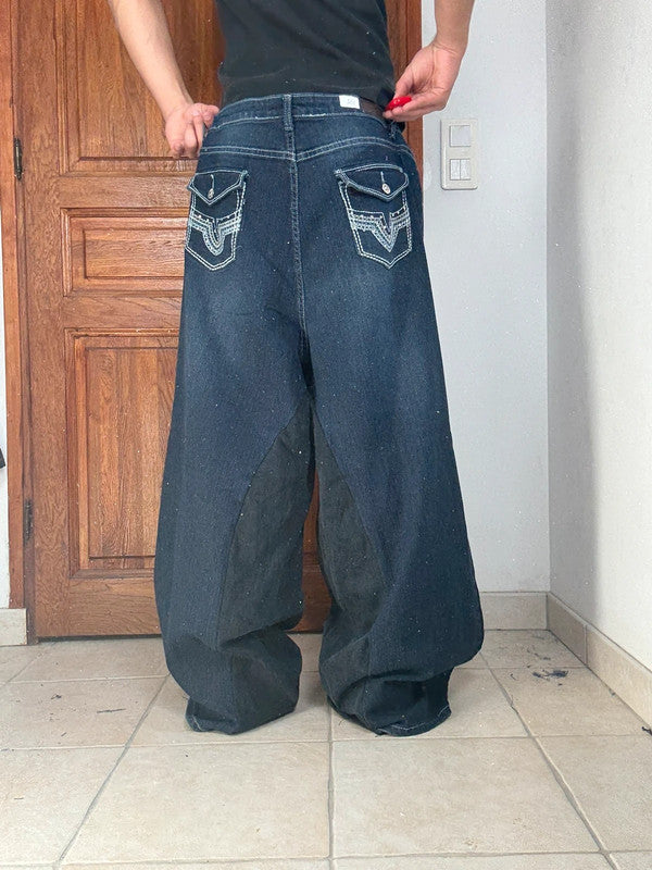 Pantalon baggy jean large Japanese balloon streetwear JNCO y2k vintage hip-hop taille 4XL n•285