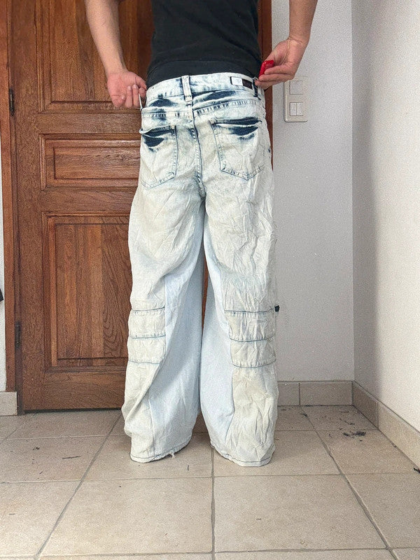 Pantalon baggy jean large Japanese balloon streetwear JNCO y2k vintage hip-hop taille S n•286