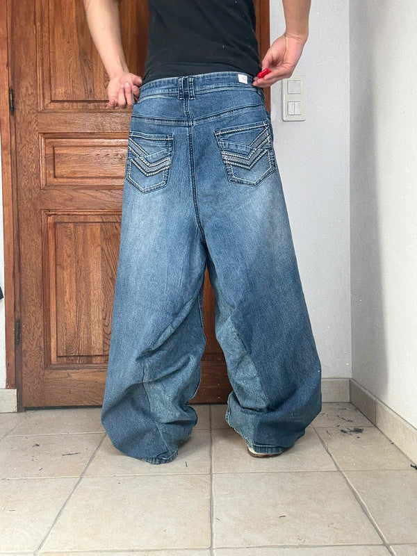 Pantalon baggy jean large Japanese balloon streetwear JNCO y2k vintage hip-hop taille 3XL n•287