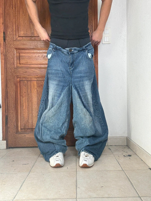 Pantalon baggy jean large Japanese balloon streetwear JNCO y2k vintage hip-hop taille 3XL n•287